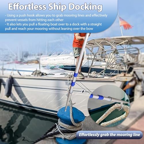 Bâtons télescopiques pour bateau avec crochets remplaçables – Conception robuste en 3 étapes pour les opérations d'amarrage, d'amarrage et de remorquage