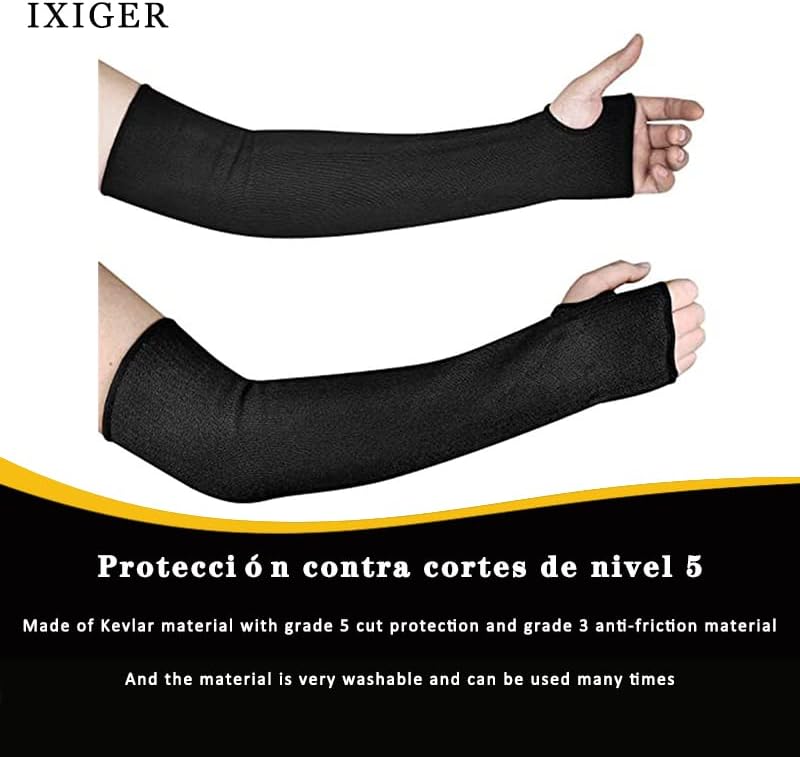 IXIGER Cut Resistant Sleeves,arm Protection For Gardeners,arm Protectors For Thin Skin,45cm Kevlar Sleeves Arm Protection Sleeves For Garden, Kitchen, Welding, Etc.1 Pair black