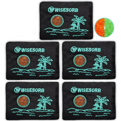 Image of Wisesorb 100g x 5pcs Rechargeable Desiccant Packs, Reusable Car Dehumidifier Bags Color Indicating Silica Gel Packets Moisture Absorbers for Storage Bins, Suitcase, Safe, 3D Filaments, Electronics