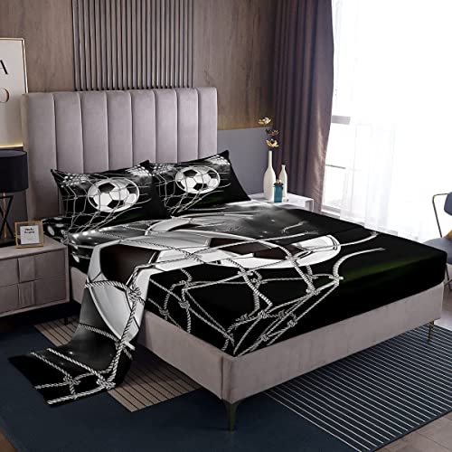 Set di lenzuola per bambini con motivo pallone da calcio, per bambini, per ragazzi e ragazze, super morbide, in microfibra, 3D, America