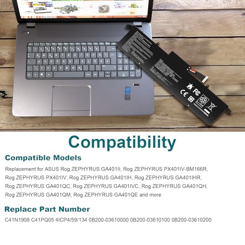Image of ASUNCELL C41N1908 Battery Replacement for Asus ROG Zephyrus G14 GA401II GA401IV GA401IH GA401IU GA401IV GA401IV-BR9N6 GA401Q GA401QH GA401QM