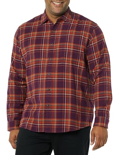 Image of Amazon Essentials Men's Regular Fit Long-Sleeve Flannel Shirt, Soft Brushed Cotton, Lightweight yet Warm