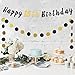 LASKYER Happy 15th Birthday Decoration Set - 15th Birthday Banner with Black & Gold Glitter Circle Dots Cheers to Fifteen Years Old Birthday Party Decorations.[Pre - Strung]