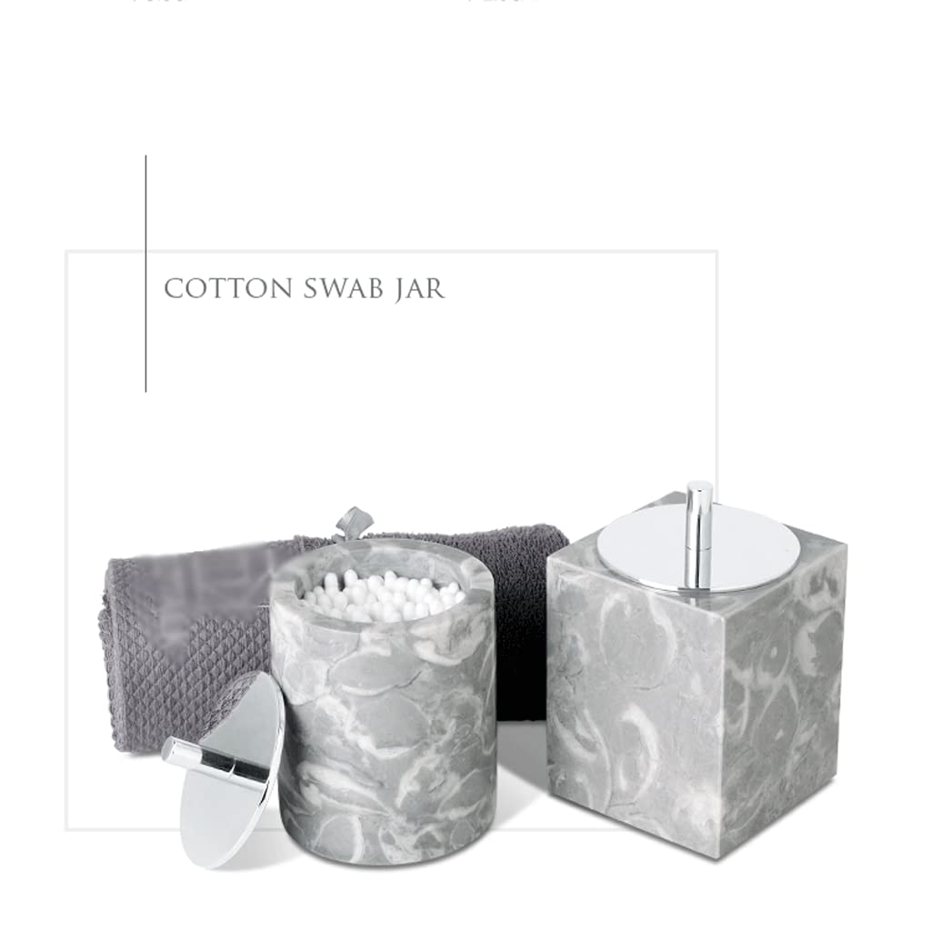 Juego de dispensador de jabón avanzado gris, juego de accesorios de baño de mármol, encimera de baño y decoración de cocina de estilo rústico, juego de soporte para cepillo de dientes poroso ade