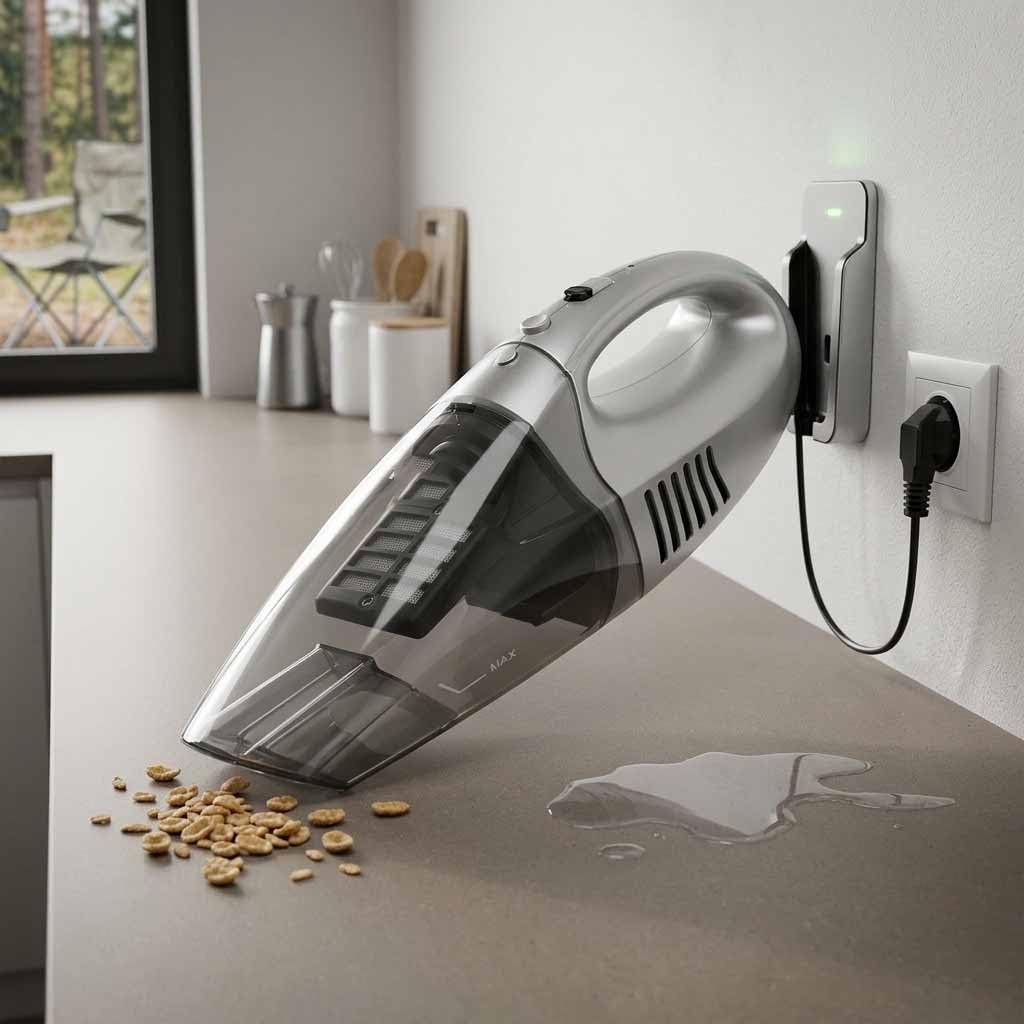 Suinga Aspiradora de Mano | 45W | Capacidad 0,5 L | Succión Potente y Eficiente | Diseño Compacto y Fácil de Usar | Apto para Uso en Camping | Aspira sólidos y líquidos