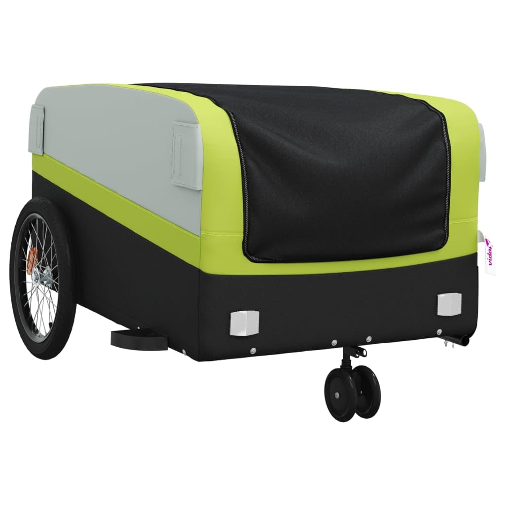 LAPOOH Fahrradanhänger Schwarz und Grün 45 kg Eisen, Fahrrad Anhänger, Lastenanhänger, Handwagen, Fahrrad-lastenanhänger, Lastenfahrrad - 94074