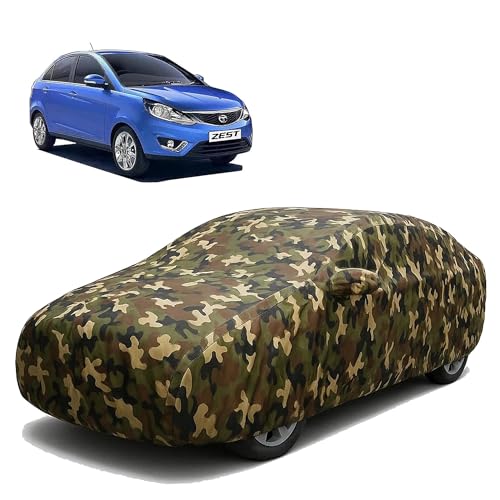 Image of Sulfar 100% Waterproof Car Body Cover for Tata Zest - Triple-Stitched Dustproof UV, Heat & Rain Protection with Mirror Pockets, Full-Bottom Elastic & Free Storage Bag - All-Weather Indoor Outdoor (Arm