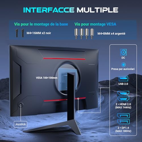 Monitor Gaming Curvo 27 Pollici, 180Hz, 2K QHD 2560 x 1440p Schermo PC, VA 1500R Senza Cornice, 1ms, HDR, Computer Monitor con FreeSync & G-sync, Eye Care, VESA, DP 180Hz, HDMI 144Hz, H27S17 - Monitor - Immagine 6
