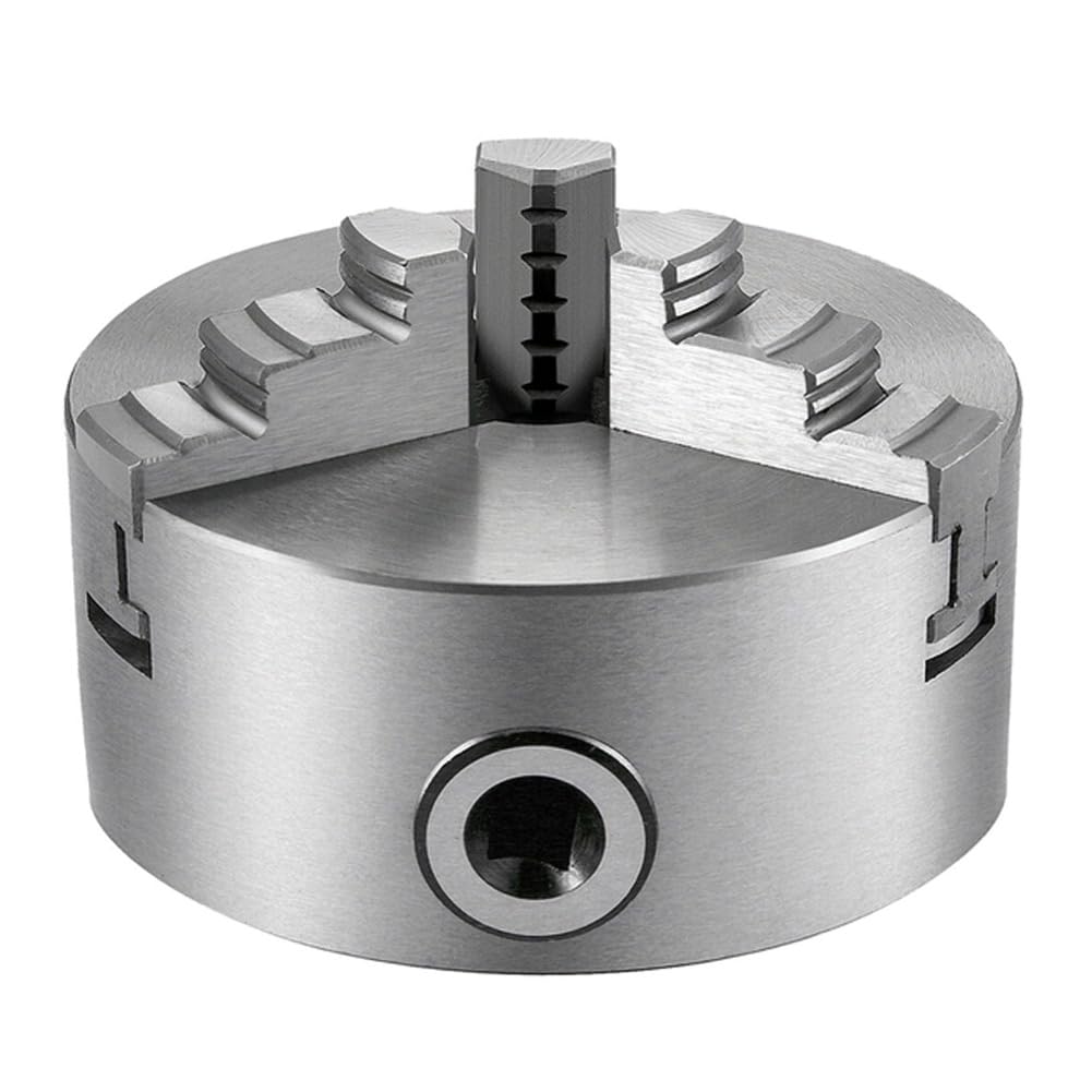 Mandril de torno de 3 mordazas de 130 mm, 5", n.° K11-130, autocentrante, de acero plateado para máquinas de rectificado, taladrado y fresado