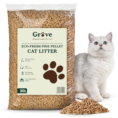 Grove by Ecoblaze 30L Pine Cat Litter Wood Pellets | Natural Eco-Friendly & Biodegradable | Superior Odour Control | 99% Dust Free & Highly Absorbent