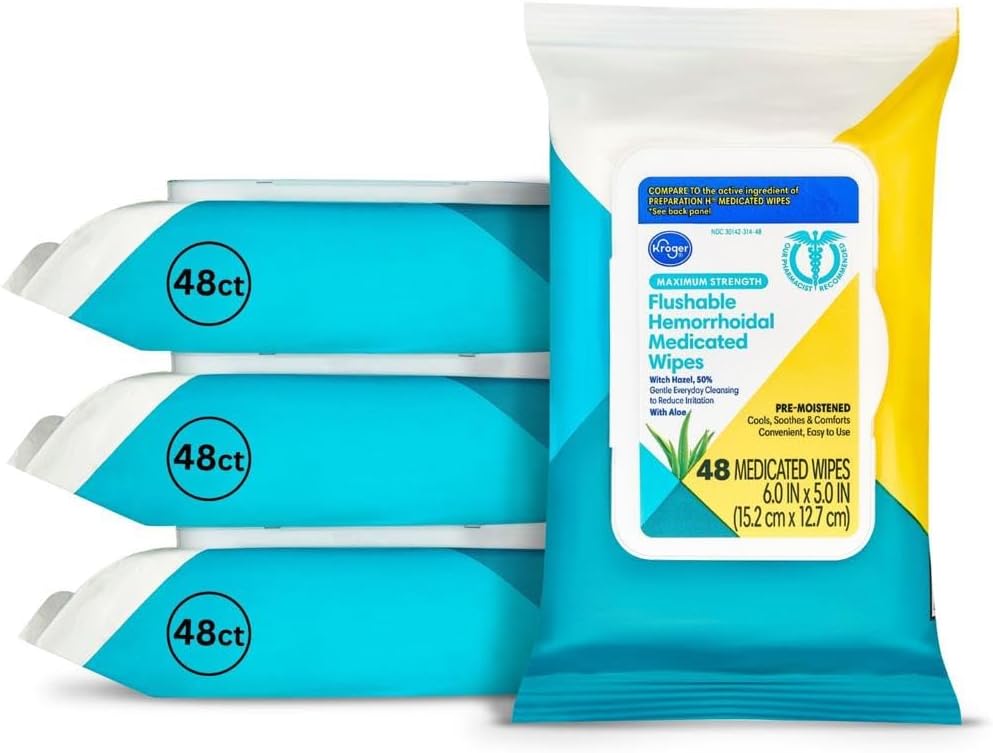 Kroger Maximum Strength Flushable Hemorrhoidal Wipes with Witch Hazel