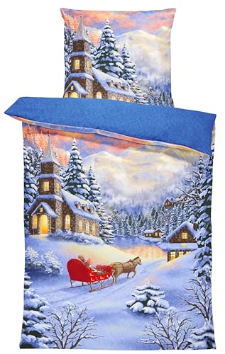 one-home Winter Bettwäsche 135x200 cm Winterlandschaft Weihnachten...