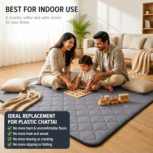 Image of Rhythm 3 Layer 1 Inch Foldable Mattress | Portable Lightweight Foam Bed | Comfortable Floor Sleeping Mat | Space Saving Design | Guest Bed Travel Camping Home Use | Grey 72x36x1