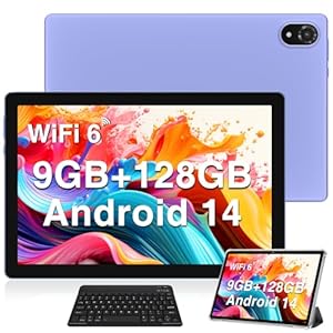 DOOGEE U10 Tablet, WiFi 6 Tablet 10 Pulgadas, 9GB RAM+128GB ROM, Tablet con Teclado 1280 * 800 IPS, Face ID, Bluetooth 5.0, 5060mAh, OTG, TÜV, Tablet para niños, 8MP+5MP, Púrpura