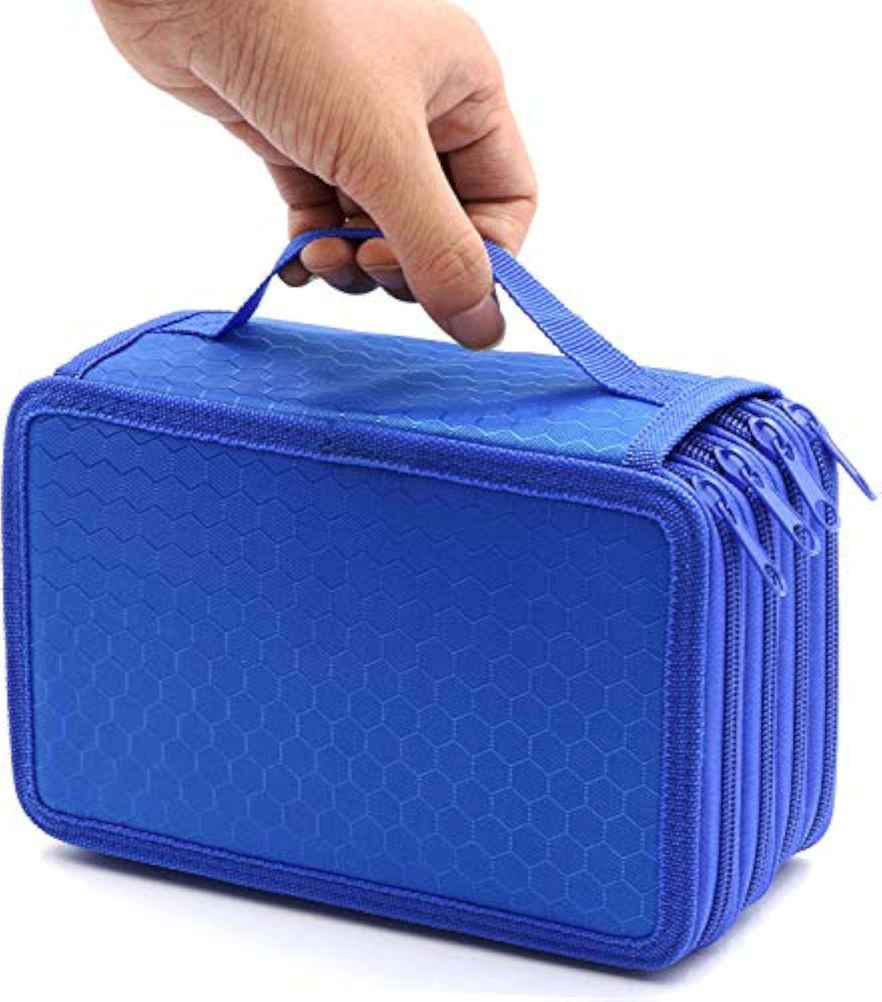72 Holes Handy Multi-Layer Zipper Pencil Case with Handle Strap