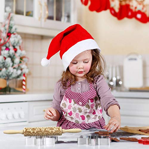 image for N/H Christmas Embossed Rolling Pins, 3D Engraved rolling pin with desi