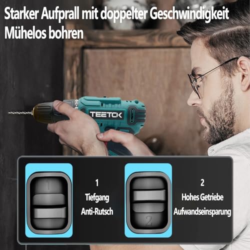 Akkuschrauber, Akku Bohrmaschine 40N.M, Akku Bohrschrauber 12V Mit 25 Drehmomenteinstellung, Bohrmaschinensets Mit 17 Bohrer Zubehör, Schlagschrauber für verschiedene Heimwerker, Eins Batterie – Bild 5