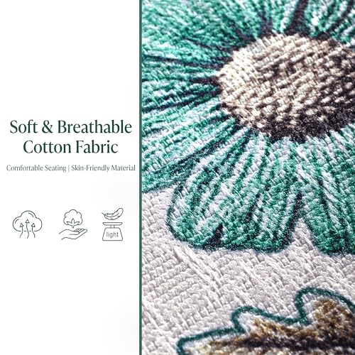 Image of Kuber Industries 5 Seater Sofa Cover | Slipcover for Living Room | Thick & Cozy | Non-Slip Comfort Sofa Cover Set | Sunflower Print Blaze 1418 - Green