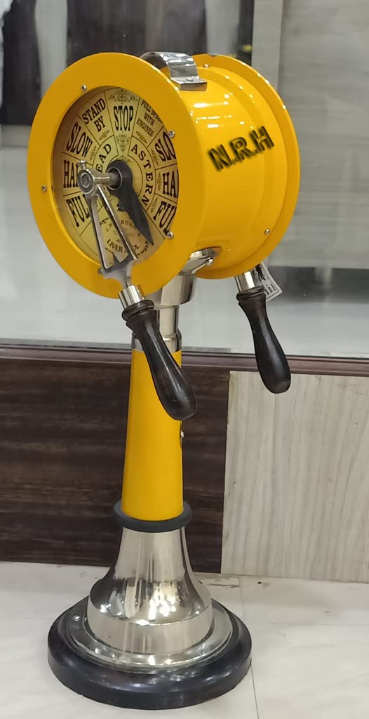Nautical Antique Yellow Patina Ship Engine Telegraph Decorative with Bell Sound Working Instrument
