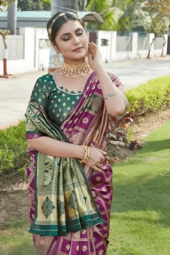 Image of Yashika Women's Banarasi Kanjivaram Silk Woven Saree | Animal Printed Patola Silk Saree for Women