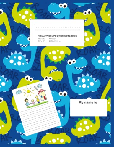 Primary Composition Notebook: Little Dinosaurs Primary Journal Grades K-2 with Picture Space, Primary Story Journal (Primary Writing Journal for Kindergarten)