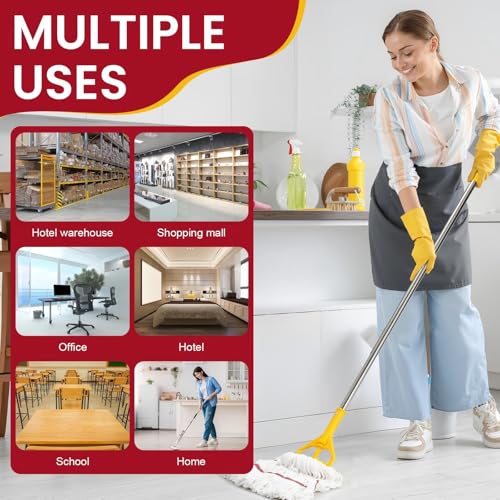 Image of Eccliy 6 Pack Commercial Mop Heads Replacement Heavy Duty 18 oz Loop End Cotton String Wet Mop Refills Washable Absorbent Reusable for Industrial Home Tile Wood Concrete Floor (White,Red)