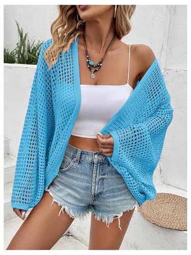 Image of Verdusa Women's Oversized Summer Cardigan Lightweight Sweater Crochet Knit Beach Cover Up Spring Vacation Outfits