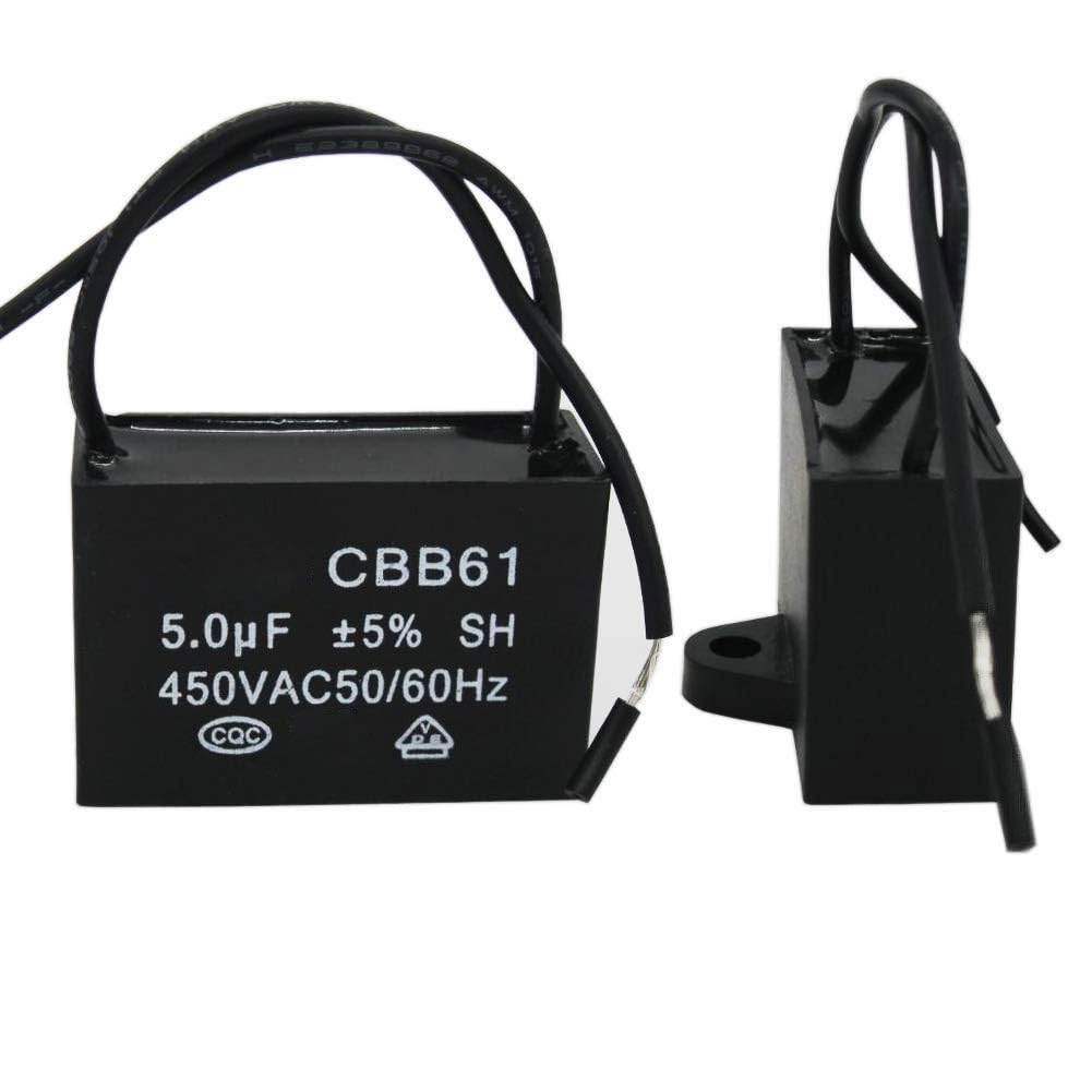 Besomi Electronics CBB61 Motor Run Capacitor, 5.0μF, 450VAC, 50/60Hz, Durable & Reliable