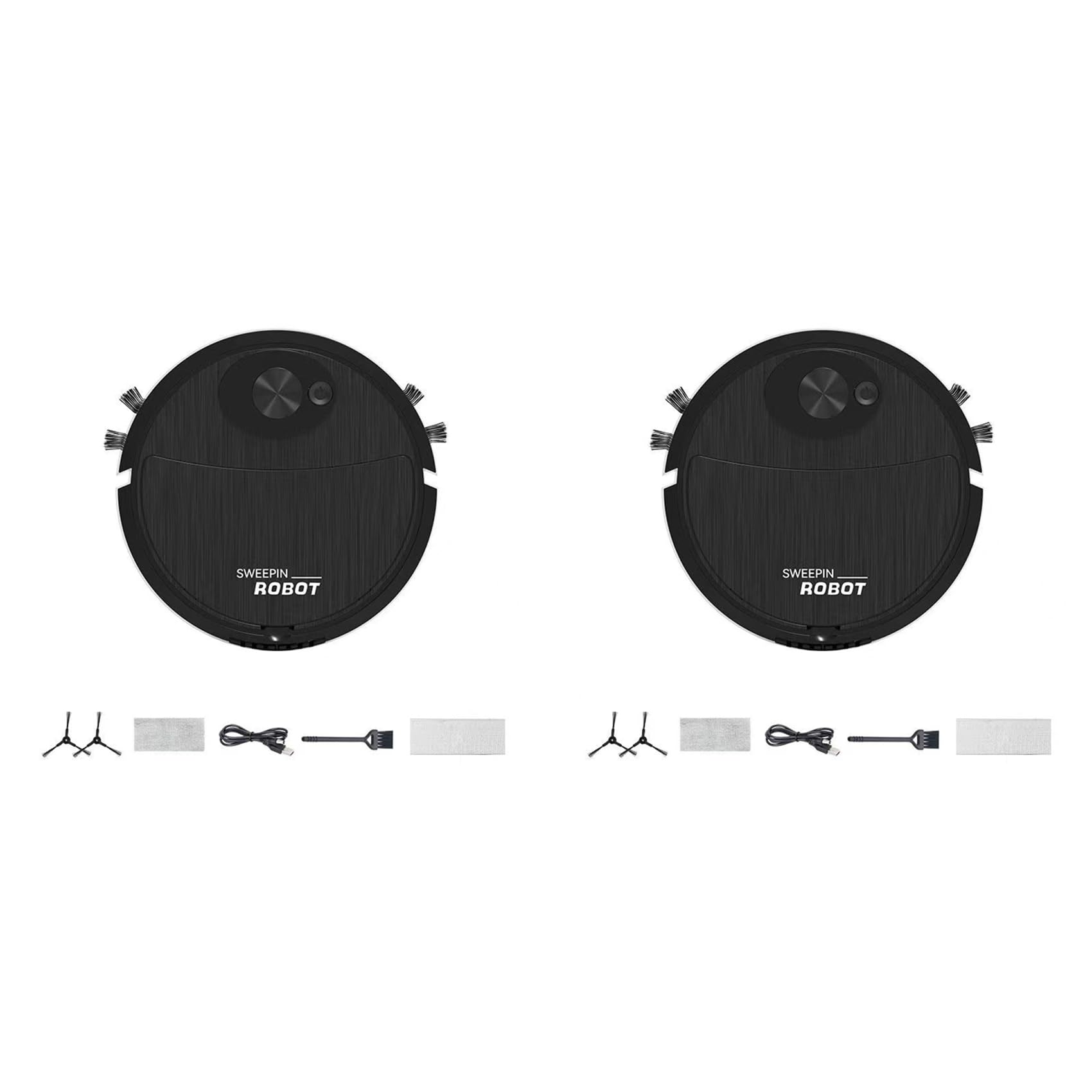 Hndhbfgrt 2X Mini Cleaning Sweeping Robot Automatic Vacuum Robot Ultra Thin Silent Cleaning Hard Floor Cleaning Machine,Black