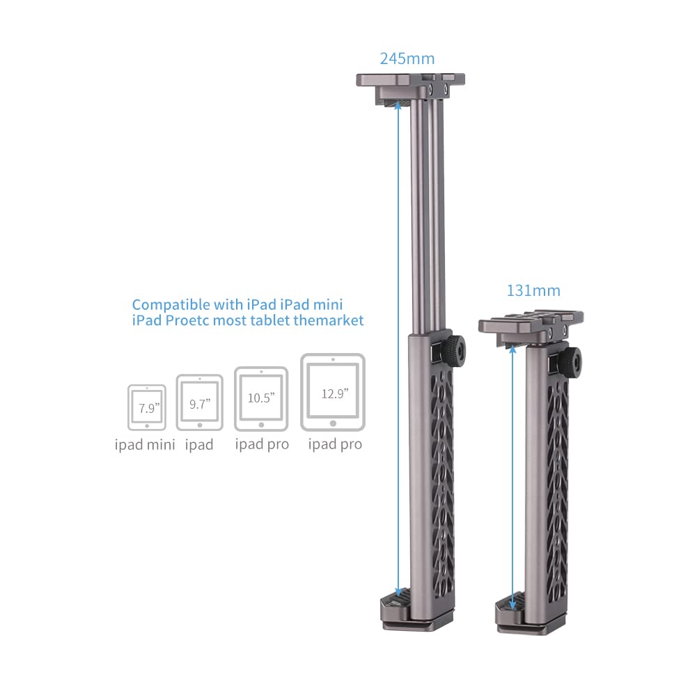 NICEYRIG Regulowany stojak podłogowy na tablet do iPada Mini Air Pro Surface do 12,9cal adapter do montażu statywu z 2 zimnymi stopkami, śruba 1/4