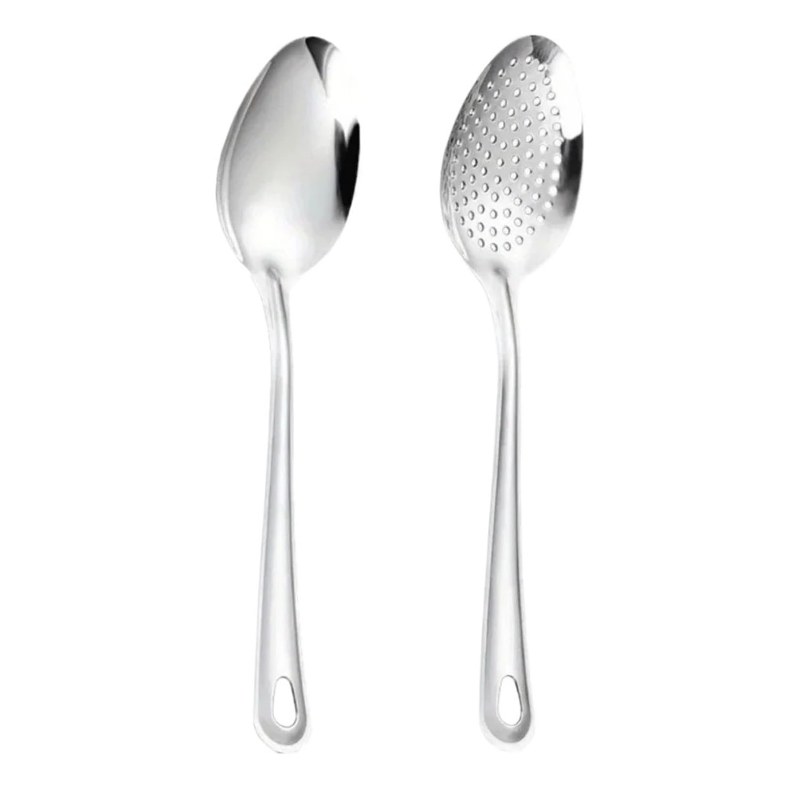 Cucchiaio Scrematore 2 set di colini in acciaio inox, cucchiaio da cucina, colino, cucchiaio, filtro, colino, paletta for alimenti, schiumarola forata for alimenti er Friggere