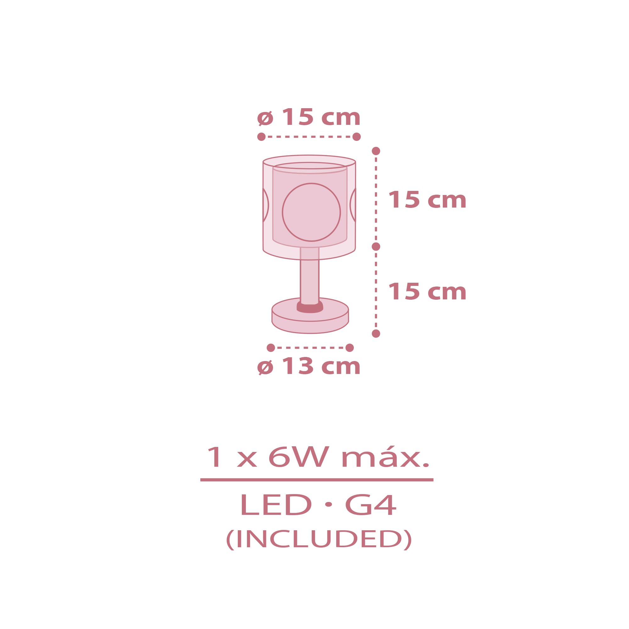 Dalber Luz Quitamiedos Infantil Bailarinas Rosa 60911 G4 | Lámpara infantil de mesa o mesita; Princess Dance; G4 4W LED - Bombilla incluida; Luz Quitamiedos