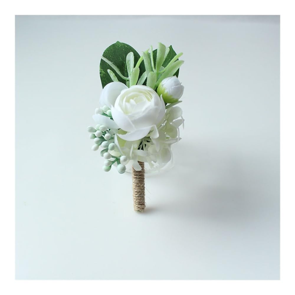 Ramillete de muñeca para hombre, para boda, rústico, color blanco, para novia, dama de honor, padrinos de boda, fiesta, reunión, decoración personal