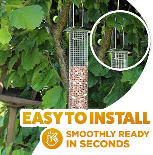 Garden Mile Large Peanut Feeders For Birds Durable Weatherproof Stainless Steel Bird Feeders Hanging From Trees Feeding Stations For Garden Patio Outdoors Peanut Bird Feeder Perfect For Birdwatching - Image 4