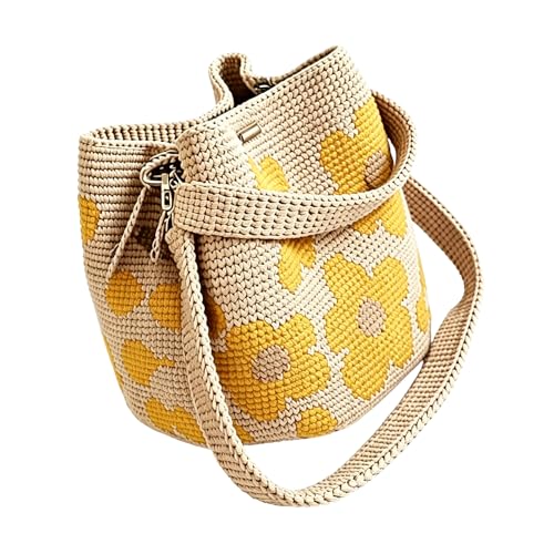 Sac à main en crochet avec bandoulière et motif floral ajouré