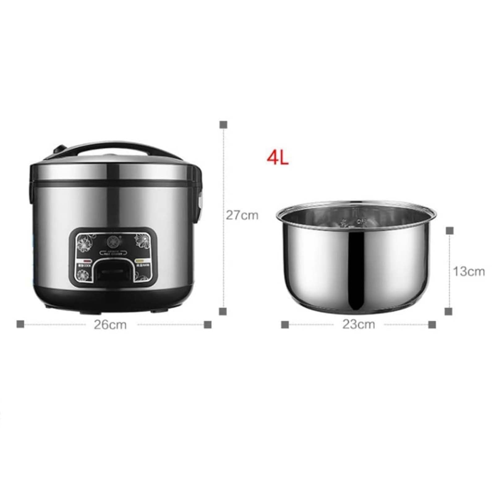 THEGA Cuociriso Elettrico da 4 Litri, 220-240 V, Funzioni di Cottura E Mantenimento in Caldo, Pentola Interna Antiaderente in Acciaio Inox 201
