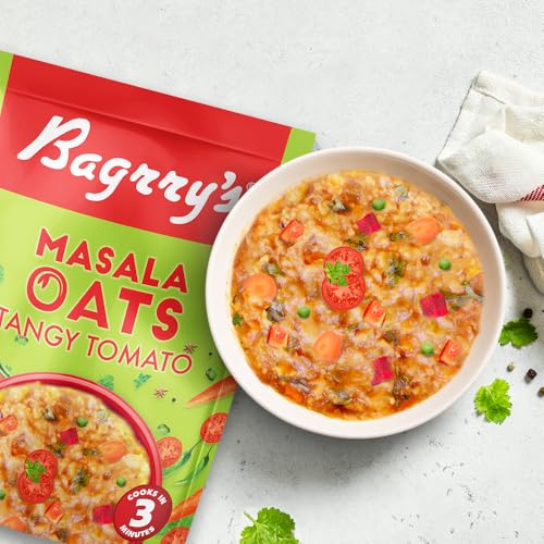 Image of Bagrry's Masala Oats- Tangy Tomato 500g | Source of Protein & Fibre | Helps Manage Weight | Everyday Tasty Snack | All Natural | Instant Oats | Non- GMO | Made With 100% Whole Grain Oats | No Preservatives