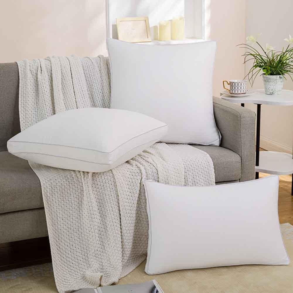 Pillow Inserts Feather Mix Polycotton with Cotton Fabric Square Decorative Throw Pillows for Couch Bed Sofa (Set of 4,65x80cm)