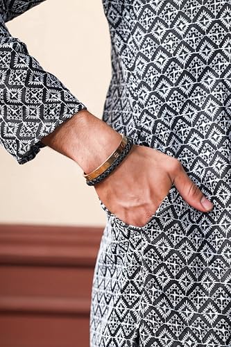 Image of ALMORA Men's Embroidered with Thread Work and Cotton Blend Only Slim Fit Kurta for Men