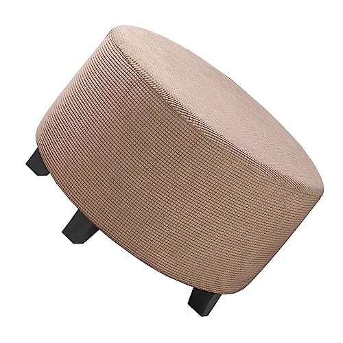 スツールカバー ラウンドオットマンカバー蓋付き収納スツールカバーベルベットプラッシュカバーラウンドフットスツールカバーストレッチチェックジャガード収納カバー (Color : K, Size : Jacquard 50)