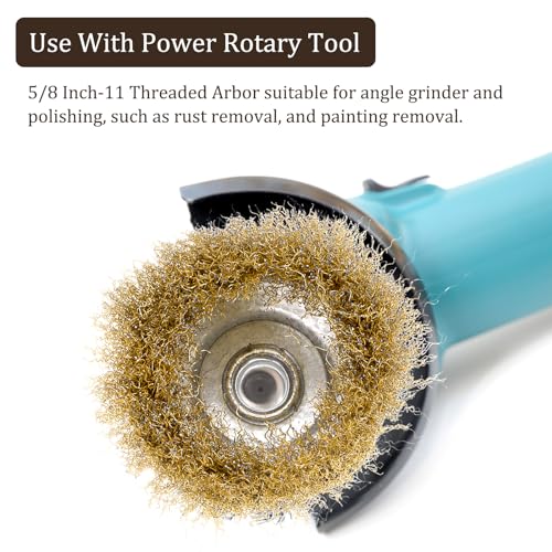 Image of Wire Cup Brush for Grinder - [3 Inch] Coarse Crimped for Paint Stripping Cleaning Rust Light Duty Conditioning, 5 /8 Inch-11 Threaded Arbor, Cyan