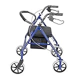 Foldable Rollator Walker with Seat & Nylon Basket, 130kg Weight Capacity, Height Adjustable, Mobility Aid, Blue