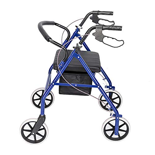 Foldable Rollator Walker with Seat & Nylon Basket, 130kg Weight Capacity, Height Adjustable, Mobility Aid, Blue