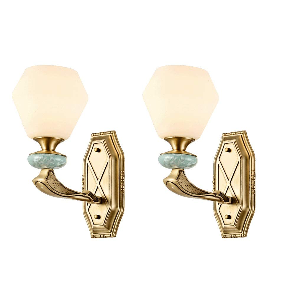 JYBNBBE Wall Sconces, Farmhouse Chandelier Minimalist Atmosphere H65 Copper Ceramic Living Room Wall Lamp Simple Luxury Retro Corridor Aisle Lights Indoor Living Room Bedroom Be,2 Packs