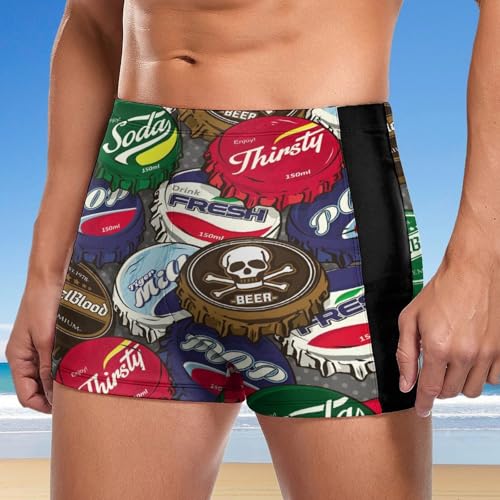 Boxer de bain motif capsule de bière avec cordon de serrage robuste