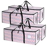 JOJOSEE 4 Stück 120L Aufbewahrungstasche, Große Transparente Umzugstaschen mit Reißverschluss Griff Faltbare Kleideraufbewahrung Umzugskartons Umzug Camping Bettwäsche Aufbewahrung Wiederverwendbar