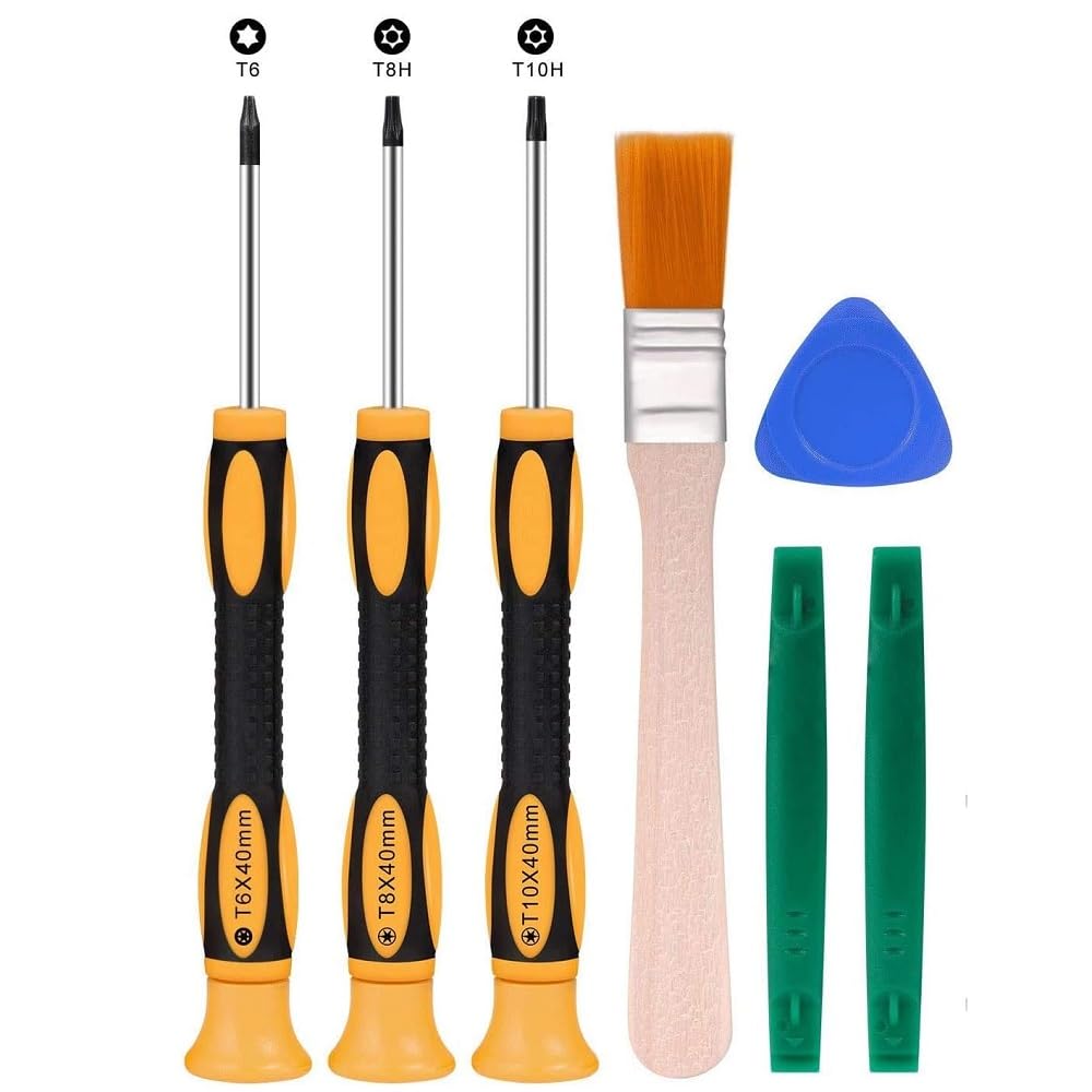 fixinusT6 T8 T10 Torx Screwdriver Set, 7 Pieces Precision Magnetic Screwdriver Compatible with PS5, PS4, PS3, Xbox One, Xbox 360 Controller, MacBook