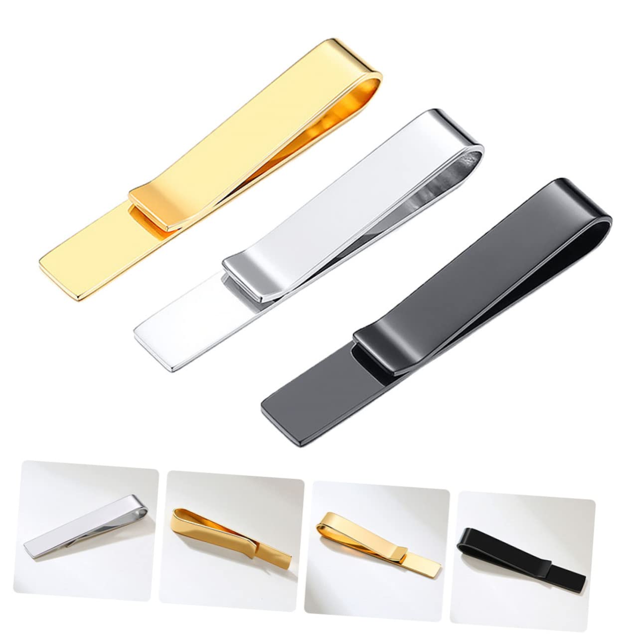 Ipetboom Clip Metal Alfileres De Necktie Negocios Simple Accesorios De Hombres Negro Dorado