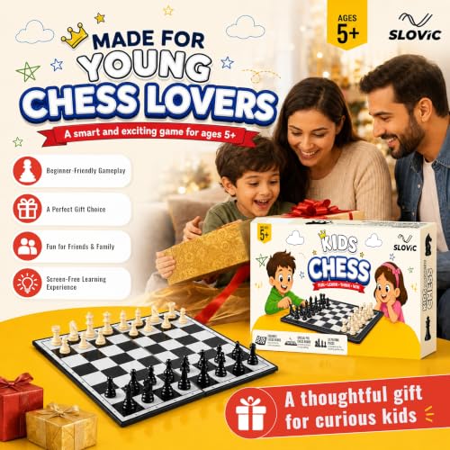 Image of Slovic Chess Board Set [14 Inches] | Chess Board Games for Adults Family & Kids | Foldable & Portable Chess Board Games