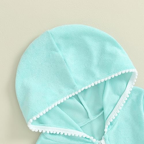 Image of Girls Terry Cloth Swim Cover Up Zip Up Hooded Bathing Suit Coverup Wraps Rufled Kids Pool Beach Robe Cover-Up Dress